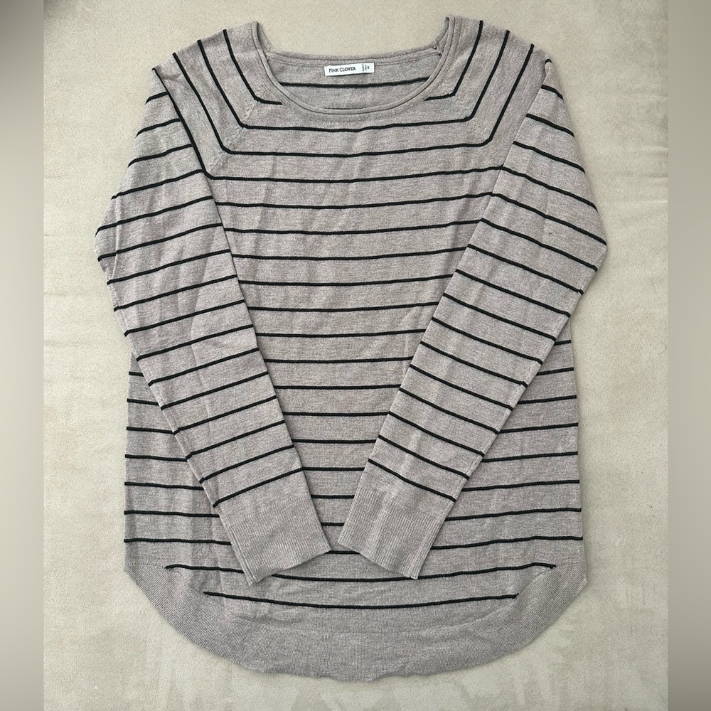 Pink Clover Tan and Black Striped Top